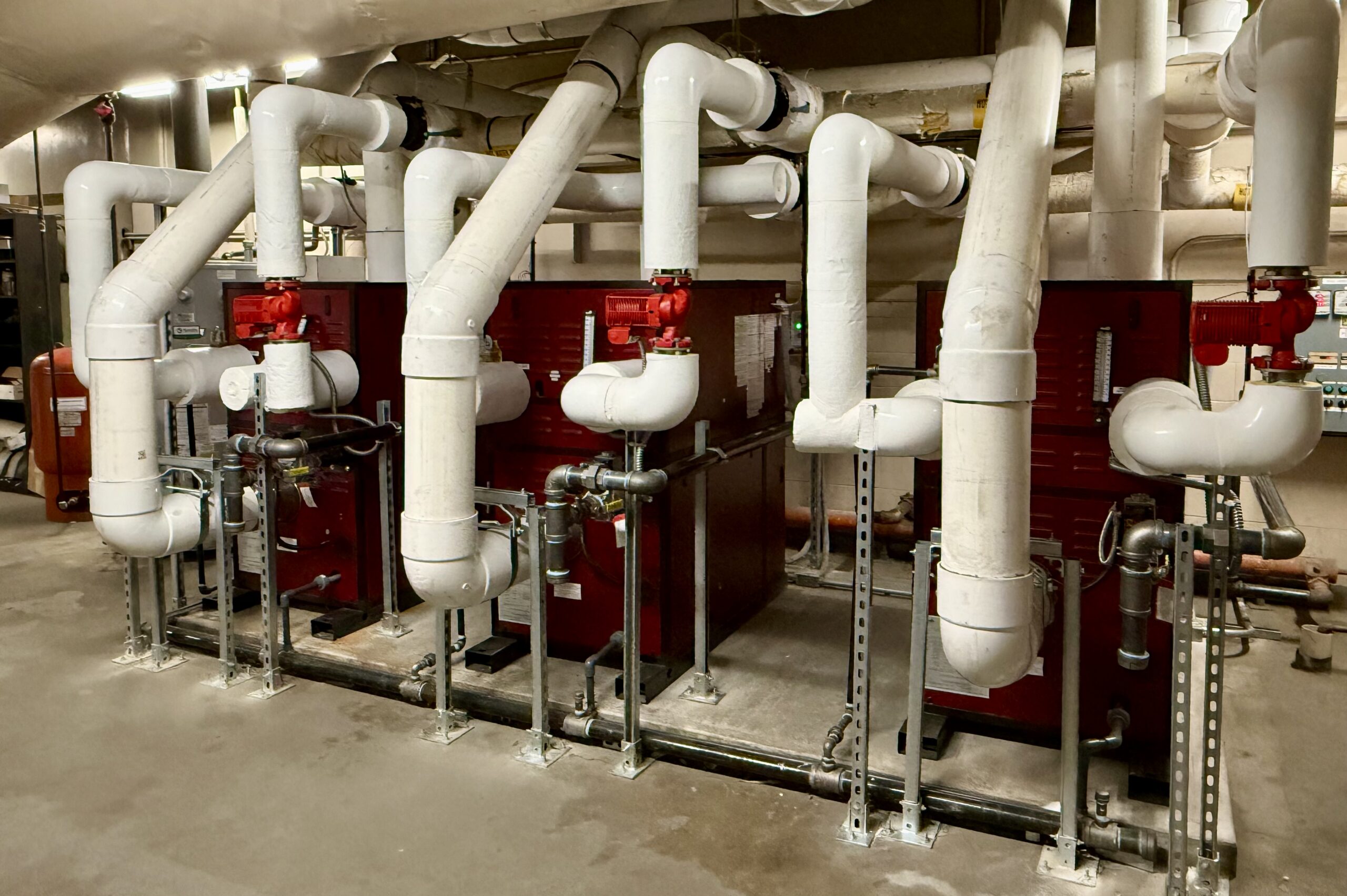 Commercial boiler plant and heating-water mechanical room installation in Dallas-Fort Worth