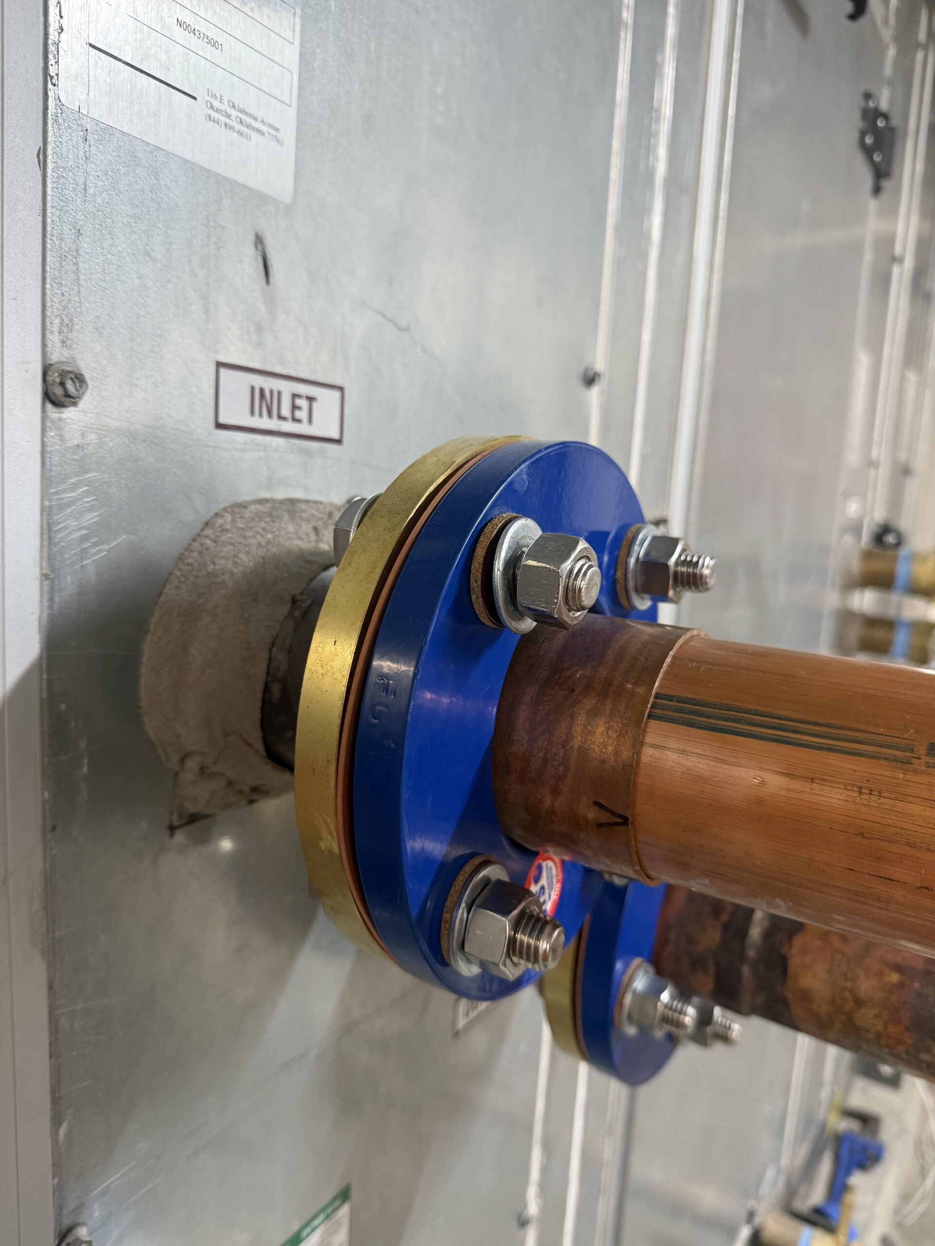 Commercial copper piping wall penetration and equipment connection in Dallas-Fort Worth