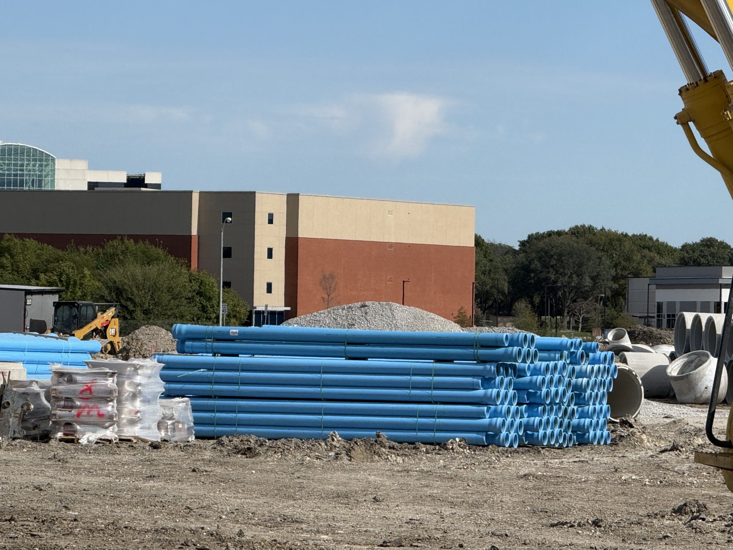 Piping staged for water and wastewater infrastructure construction